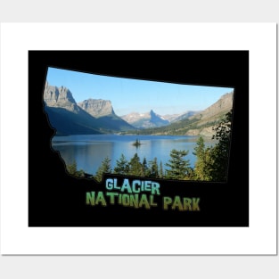 Montana State Outline (Glacier National Park) Posters and Art